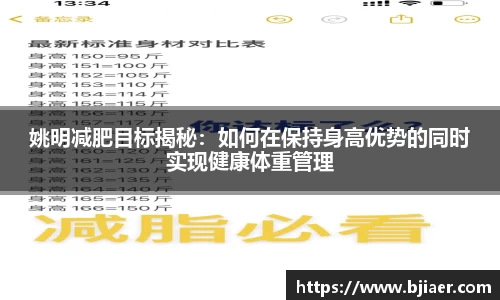 姚明减肥目标揭秘：如何在保持身高优势的同时实现健康体重管理